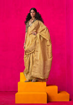 Monjolika Fashion Mustard Weaving Tissue Silk Traditional Saree - Distacart