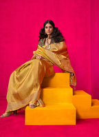 Monjolika Fashion Mustard Weaving Tissue Silk Traditional Saree - Distacart