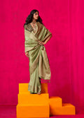 Monjolika Fashion Green Weaving Tissue Silk Traditional Saree