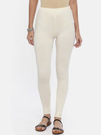 Souchii Off-White Solid Slim-Fit Churidar-Length Leggings - Distacart
