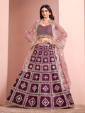 Monjolika Fashion Purple Embroidered Art Silk Trendy A Line Lehenga Choli