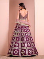 Monjolika Fashion Purple Embroidered Art Silk Trendy A Line Lehenga Choli