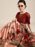 Saree Mall Saree Mall Trendy Peach and Maroon Art Silk Saree