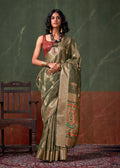 Monjolika Fashion Weaving Zari Tissue Silk Designer Saree In Dark Green - Distacart