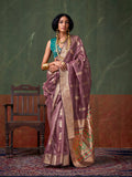 Monjolika Fashion Weaving Zari Tissue Silk Designer Saree In Mauve