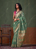 Monjolika Fashion Weaving Zari Tissue Silk Designer Saree In Sea Green - Distacart