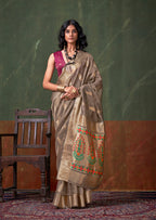 Monjolika Fashion Weaving Zari Tissue Silk Designer Saree In Grey - Distacart