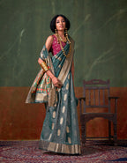 Monjolika Fashion Weaving Zari Tissue Silk Designer Saree In Blue - Distacart