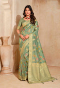 Monjolika Fashion Sea Green Color Weaving Silk Classic Saree - Distacart