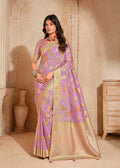 Monjolika Fashion Lilac Color Weaving Silk Classic Saree - Distacart