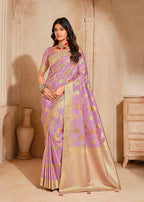 Monjolika Fashion Lilac Color Weaving Silk Classic Saree - Distacart
