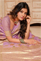 Monjolika Fashion Lilac Color Weaving Silk Classic Saree - Distacart