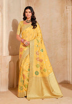 Monjolika Fashion Yellow Color Weaving Silk Classic Saree - Distacart