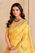 Monjolika Fashion Yellow Color Weaving Silk Classic Saree - Distacart