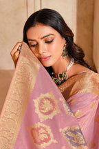 Monjolika Fashion Light Pink Color Weaving Silk Classic Saree - Distacart