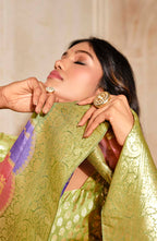 Monjolika Fashion Light Green Color Weaving Silk Classic Saree - Distacart