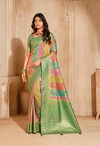 Monjolika Fashion Turquoise Color Weaving Silk Classic Saree - Distacart