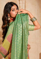 Monjolika Fashion Turquoise Color Weaving Silk Classic Saree - Distacart