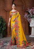 Monjolika Fashion Mustard Color Weaving Dola Silk Traditional Saree