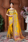 Monjolika Fashion Golden Color Weaving Dola Silk Traditional Saree
