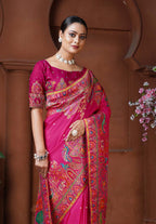 Monjolika Fashion Dola Silk Rani Pink Color Weaving Designer Saree