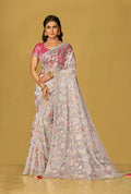 Monjolika Fashion Off White Color Organza Brasso With Beautiful Printed Saree