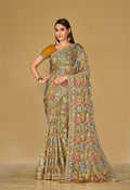 Monjolika Fashion Mustard Silk Organza Brasso Festive Wear Printed Saree - Distacart
