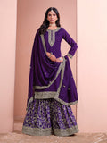 Monjolika Fashion Dark-Purple Color Embroidered Santoon Art Silk Salwar Suit - Distacart