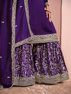 Monjolika Fashion Dark-Purple Color Embroidered Santoon Art Silk Salwar Suit - Distacart