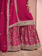 Monjolika Fashion Rani-Pink Color Embroidered Santoon Art Silk Salwar Suit - Distacart