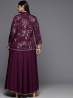 Ahalyaa Women's Traditional Wear Co-ords - Burgundy - Distacart