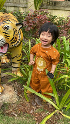 Mhyssa Oscar Half Sleeve Orange and Yellow T-shirt With Full Length Pant Set For Kids