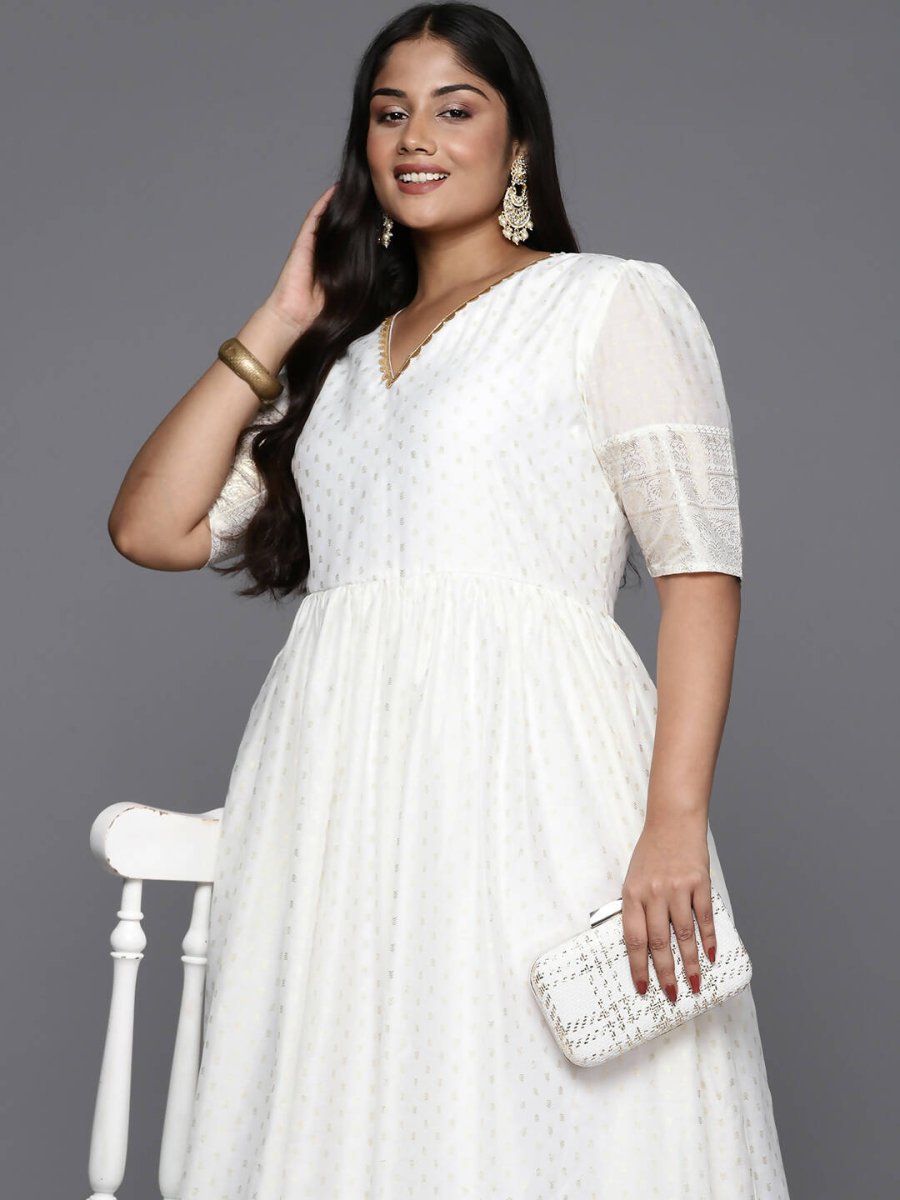 Ahalyaa Women's Traditional wear Ethnic Dress - Off White - Distacart