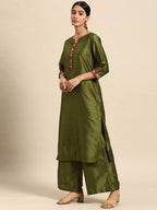 All About You Floral Yoke Design Regular Kurta with Palazzos & Dupatta