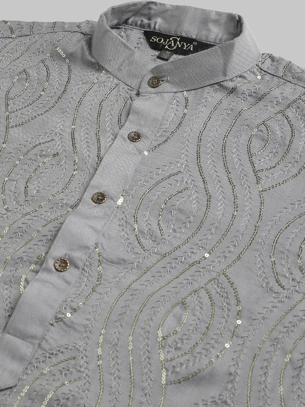 Sojanya Ethnic Motif Embroidered Sequined Work Pure Cotton Kurta