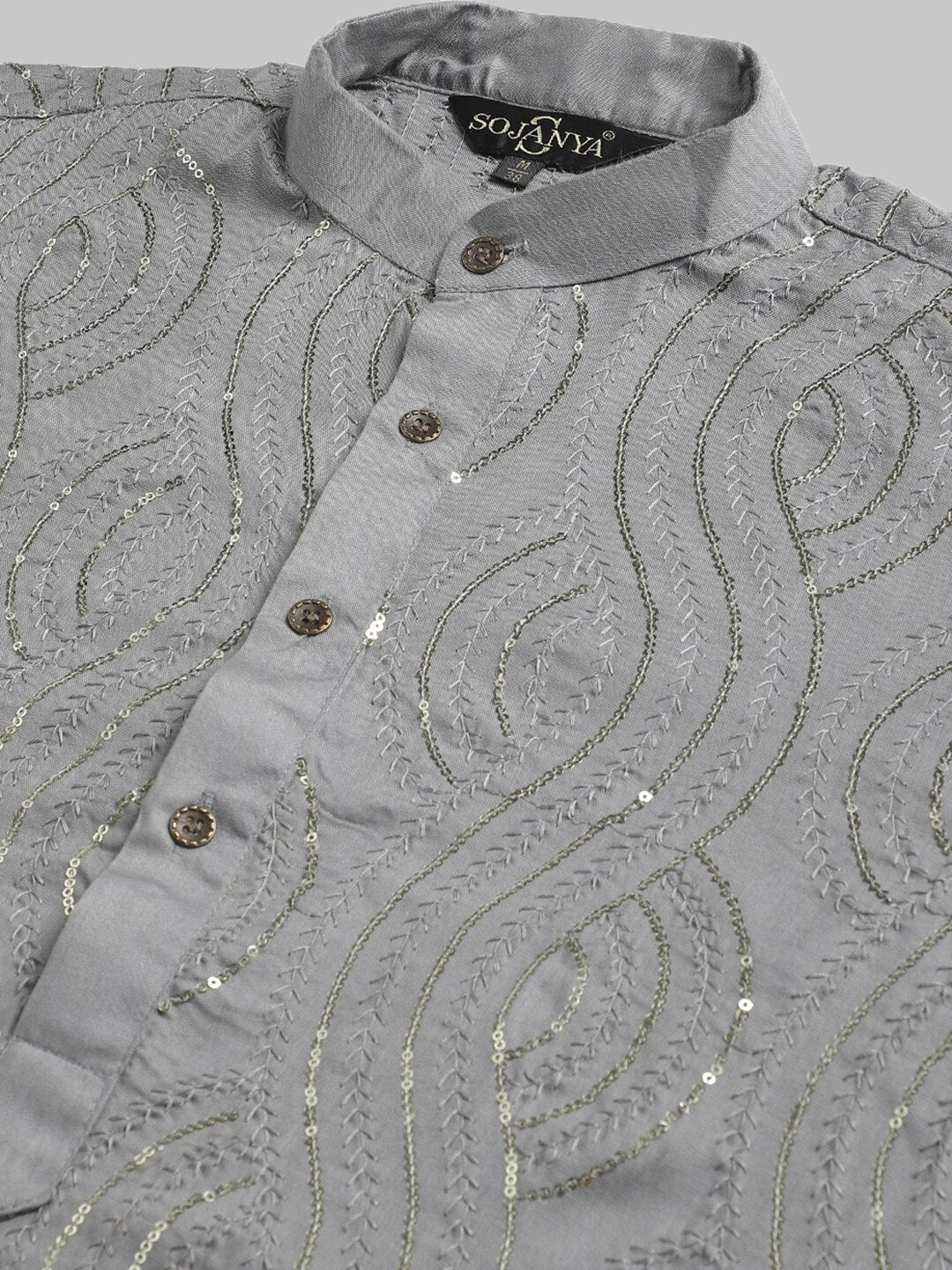 Sojanya Ethnic Motif Embroidered Sequined Work Pure Cotton Kurta