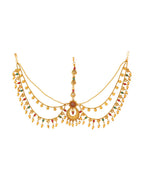 Yellow Chimes Gold-Plated Red & Green Stone-Studded Layered Bridal Maatha Patti - Distacart