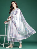Indo Era Floral Printed Pure Cotton Kurta with Trousers & Dupatta - Distacart