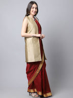 Even Apparels Beige Bansari Silk Open Front Women's Long Coat - Distacart