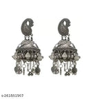 Tehzeeb Creations Women's Black Colour Oxidised Jhumki - Distacart