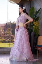 Monjolika Fashion Lavender Embroidered Silk Engagement A Line Lehenga Choli