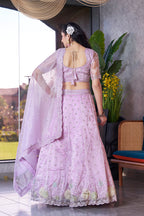 Monjolika Fashion Lavender Embroidered Silk Engagement A Line Lehenga Choli