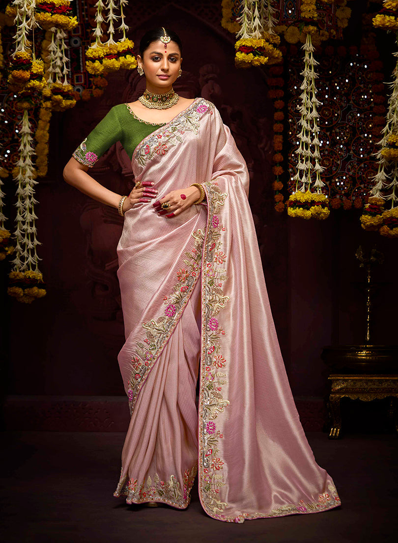 Monjolika Fashion Kanjivaram Silk Thread Contemporary Saree in Purple & Pink - Distacart