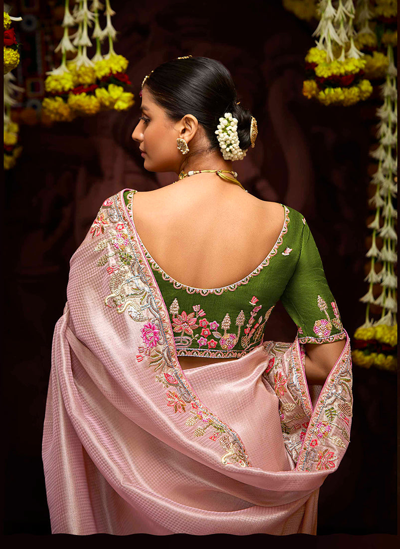 Monjolika Fashion Kanjivaram Silk Thread Contemporary Saree in Purple & Pink - Distacart