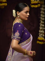 Monjolika Fashion Lavender Sequins Kanjivaram Silk Designer Saree