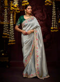 Monjolika Fashion Kanjivaram Silk Sequins Classic Saree in Grey - Distacart