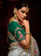 Monjolika Fashion Kanjivaram Silk Sequins Classic Saree in Grey - Distacart