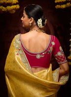 Monjolika Fashion Kanjivaram Silk Weaving Contemporary Saree in Mustard