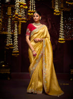 Monjolika Fashion Kanjivaram Silk Weaving Contemporary Saree in Mustard