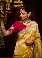 Monjolika Fashion Kanjivaram Silk Weaving Contemporary Saree in Mustard